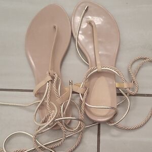 Alexandre Birman Nude Lace-Up Sandals
